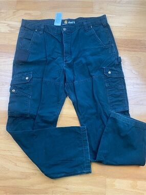 Carhartt Pants Mens 40x32 Black B342 BLK Ripstop Cargo Work Relaxed Fit